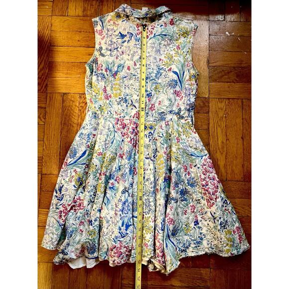 Project Alabama 6P Dainty Floral Silk Blend Fit Flare Dress Southern Cottagecore - Picture 6 of 14